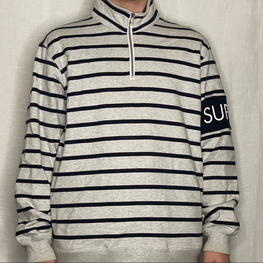 Supreme FW16 gray / navy quarter zip